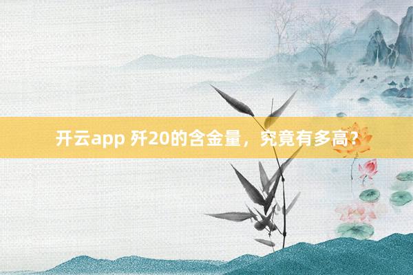 开云app 歼20的含金量，究竟有多高？