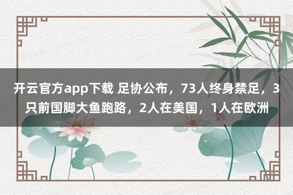 开云官方app下载 足协公布，73人终身禁足，3只前国脚大鱼跑路，2人在美国，1人在欧洲