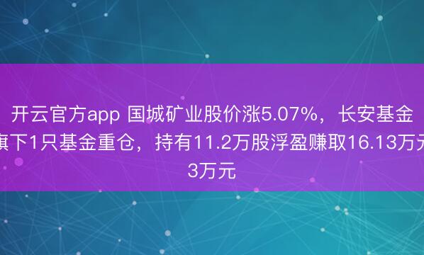 开云官方app 国城矿业股价涨5.07%，长安基金旗下1只基金重仓，持有11.2万股浮盈赚取16.13万元